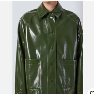 Noisy May Sky Kombu Green Glossy Faux Leather Jacket